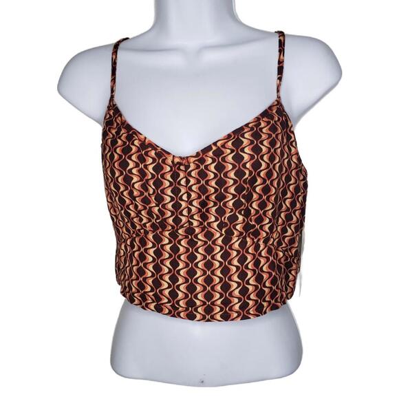RVCA Tops - RVCA Womens Sz M Moxy Retro Groovy Print Linen Blend Tank Top Blouse(1850)